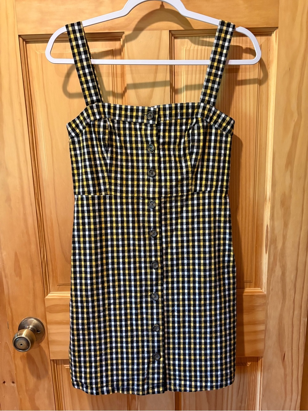 Hollister Plaid Checkered Button-Up Pinafore
Mini Dress black yellow women’s S